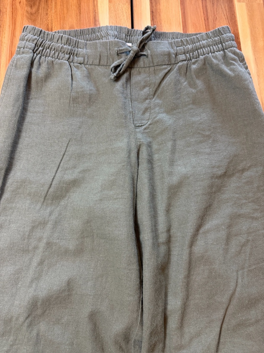 Old Navy Linen Blend Wide Leg Pants Olive Green Pull On Size Small - Picture 2 of 11